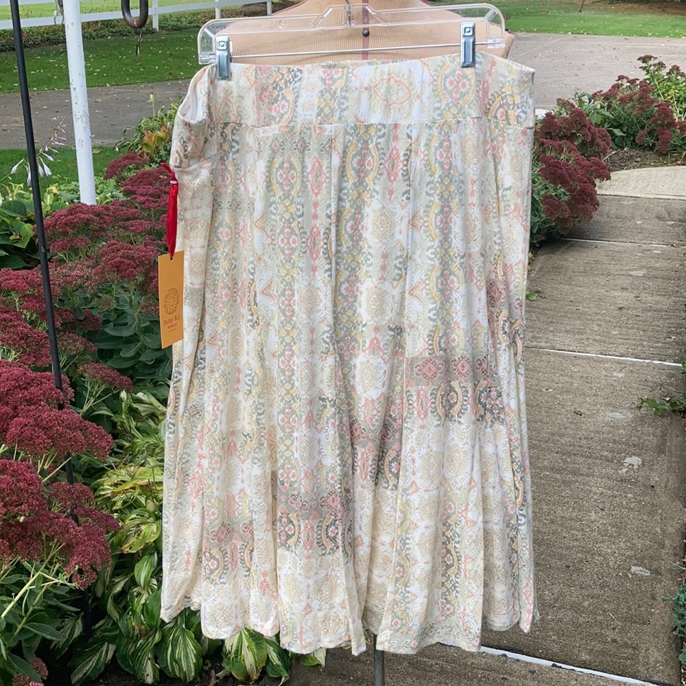 NWT Ruby Rd 2x lined flared multi sage skirt - Picture 4 of 6